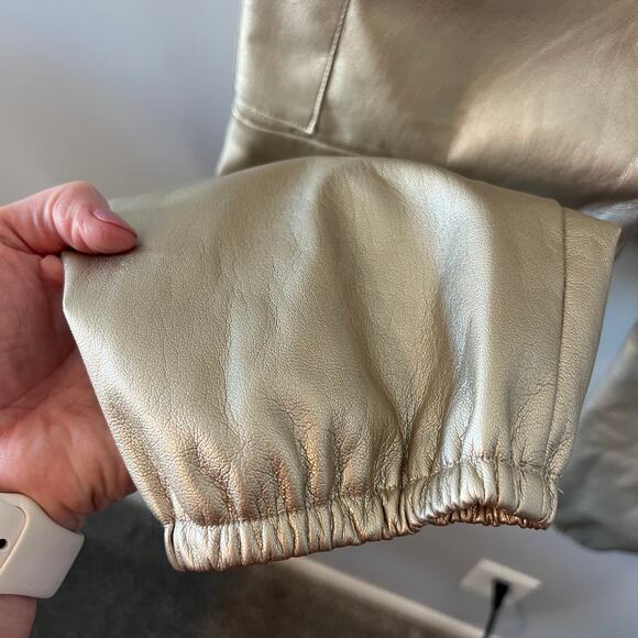 Generation Love Anthropologie Aidan Metallic Vegan Leather Jogger Pants Large - Picture 13 of 15